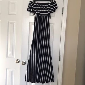 Blue Maxi Strapless Dress